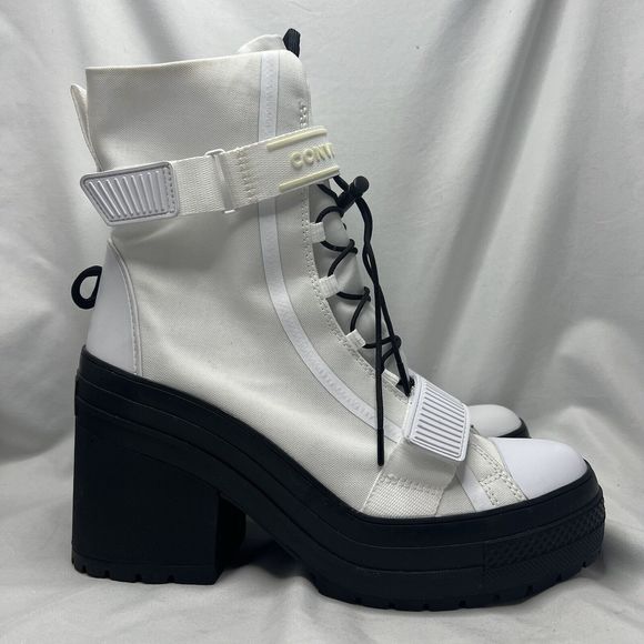 Converse All Star Chuck Taylor GR82 Platform Heel Boot Size 10 Womens White Shoe - Picture 4 of 14